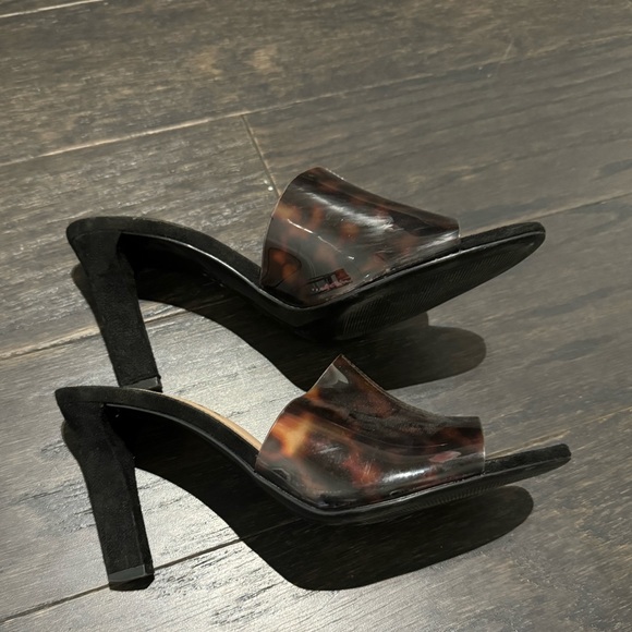 Zara Tortoise Acetate Mule Heels 37 - Picture 2 of 2